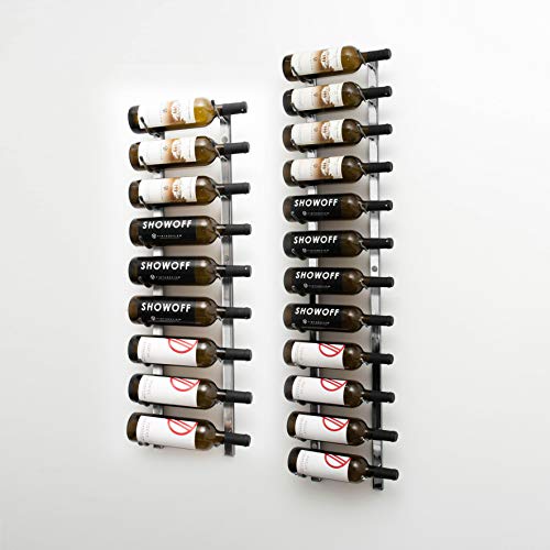 VintageView Wine Storage Systems Europe, VintageView Wall Series 7 Wall Mounted Metal Wine Rack Kit (2135mm, 21 Bottles, Brushed Nickel)