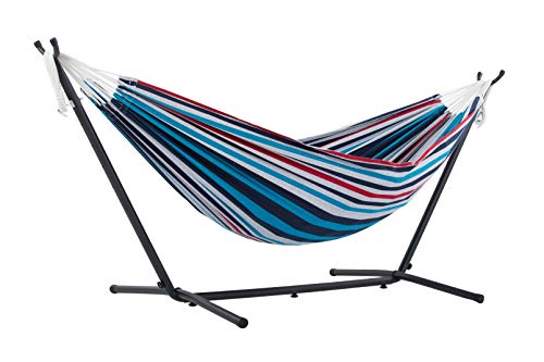 Vivere, Vivere, Denim Double Cotton Hammock with Space-Saving Steel Stand including carrying bag