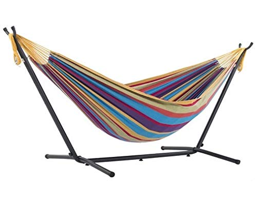 Vivere, Vivere, Tropical Double Cotton Hammock with Space-Saving Steel Stand including carrying bag