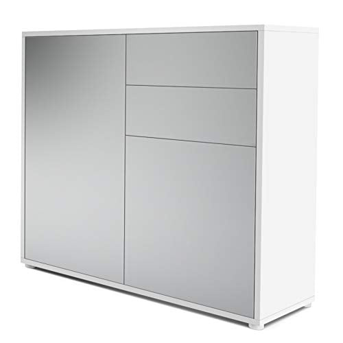 Vladon, Vladon Cabinet Chest of Drawers Ben, Carcass in White matt/Front in Light Grey satin-finished