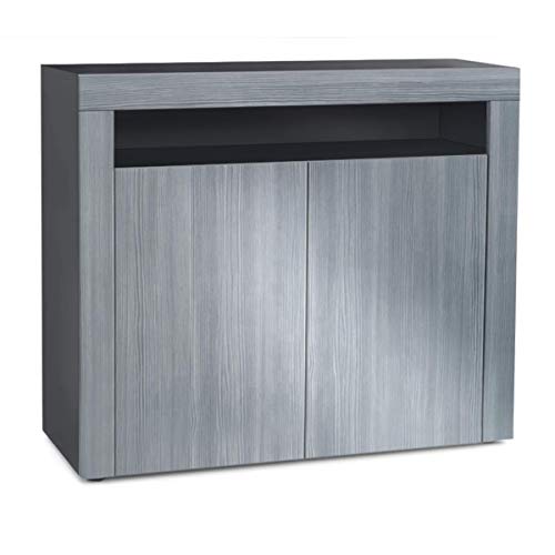 Vladon, Vladon Cabinet Chest of Drawers Valencia, Carcass in Black matt/Front in Avola-Anthracite with a frame in Avola-Anthracite