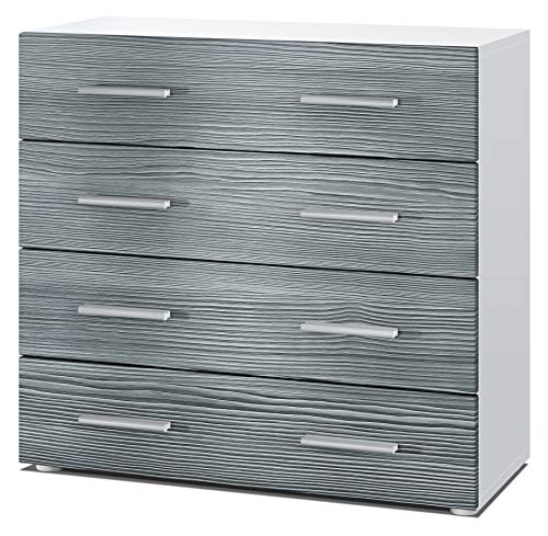 Vladon, Vladon Chest of Drawers Cabinet Pavos, Carcass in White matt/Front in Avola-Anthracite