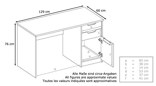 Vladon, Vladon Desk Bureau Office Furniture Logan, Carcass in Black matt/Fronts in Avola-Anthracite