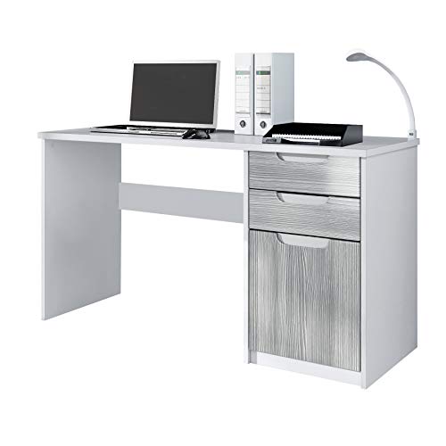 Vladon, Vladon Desk Bureau Office Furniture Logan, Carcass in White matt/Fronts in Avola-Anthracite