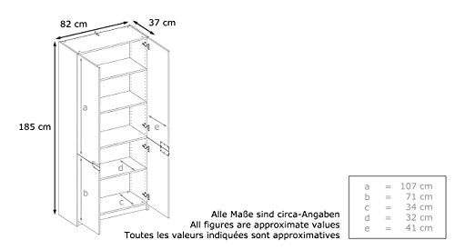 Vladon, Vladon Office furniture Storage Cabinet Cupboard Logan, Carcass in White matt/Fronts in Avola-Anthracite