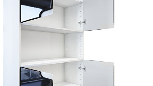 Vladon, Vladon Office furniture Storage Cabinet Cupboard Logan V2, Carcass in White matt/Fronts in Concrete Dark Grey