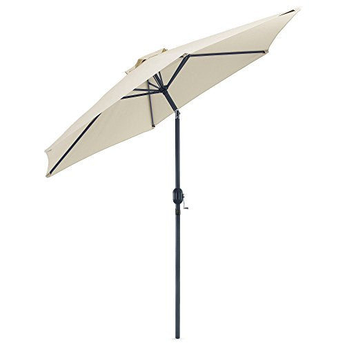 VonHaus, VonHaus 2.7m Tilting Garden Parasol – UV30+ - Outdoor Umbrella with Crank & Tilt Function – Ivory/Cream