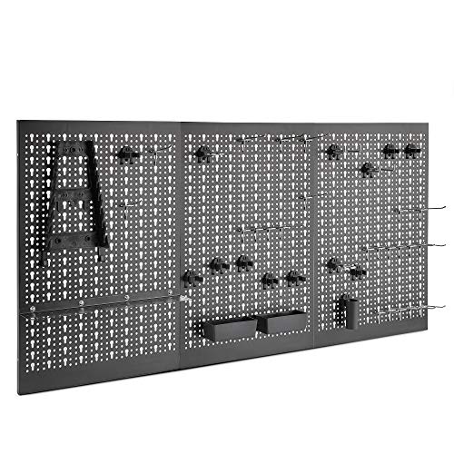 VonHaus, VonHaus 45pc Metal Pegboard Set – Wall Mounted Tool Storage Solution – Secure Holder for Hand Hammer, Screwdrivers, Wrenches