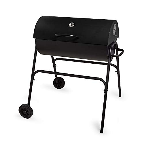 VonHaus, VonHaus Barrel Charcoal BBQ – Barbecue Grill for Outdoor Kitchen Prep and Cooking - with Portable Wheels and Adjustable Height – for Entertaining