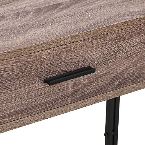 VonHaus, VonHaus Console Table with 1 Drawer & Storage Shelf – Dark Wood Walnut Side Table - Living Room, Lounge, Hallway & Entrance Cabinet
