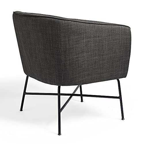 VonHaus, VonHaus Grey Accent Chair - Linen Tub Chair with Modern Black Metal Legs, Minimalist Armchair for Living Room, Lounge Chair for Bedroom