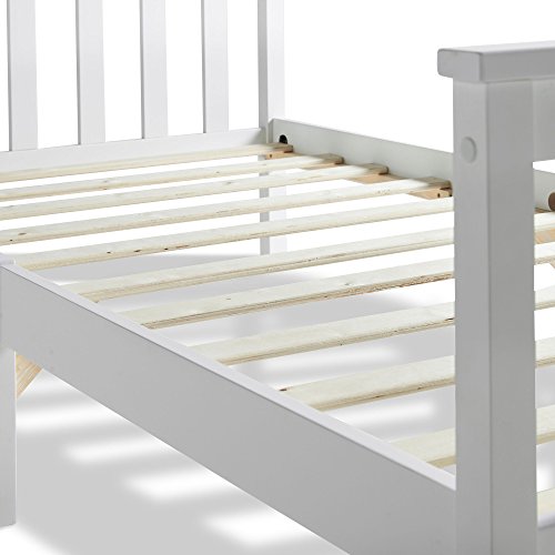 VonHaus, VonHaus Single Pine Bed - 3ft White Wooden Bed Frame with Slatted Base – Ideal for Students & Children – Headboard & Footboard Included