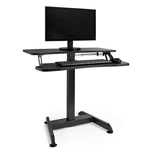 VonHaus, VonHaus Standing Desk Height Adjustable Manual Crank - with Keyboard Riser Designed for Home or Office -74cm to 124cm