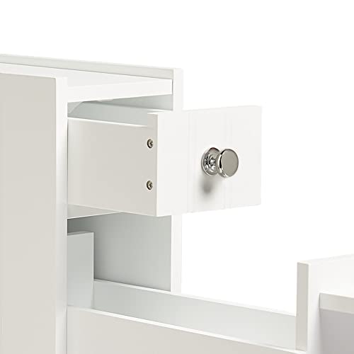 VonHaus, VonHaus White Bathroom Storage Unit - Slim Bathroom Cabinet, Narrow Freestanding Bathroom Organiser with Drawer & Slideout Shelf