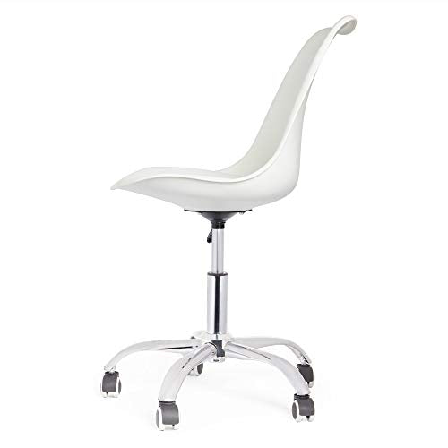 VonHaus, VonHaus White Desk Chair – Adjustable Home Office Chair with Wheels, White Faux Leather Computer Chair, Swivel Chair with Back Support