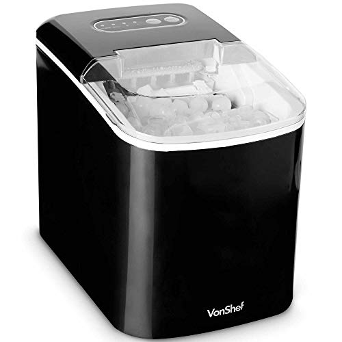 VonShef, VonShef Ice Maker Machine - Easy to Use, Fast Operation Stainless Steel Counter Top Ice Cube Maker for Small & Large Ice Cubes