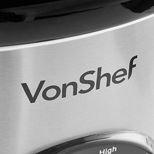 VonShef, VonShef Slow Cooker 6.5L with Easy Clean Removable Oven to Table Dish, Glass Lid & 3 Heat Settings- High/Low Power Mode & Keep Warm