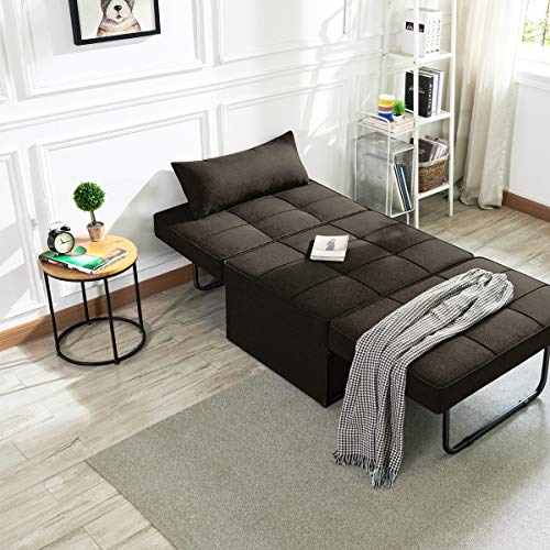 Vonanda, Vonanda Sofa Bed, Convertible Chair 4 in 1 Multi-Function Folding Ottoman Modern Breathable Linen Guest Bed with Adjustable Sleeper