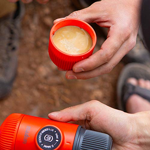 WACACO, WACACO Nanopresso Portable Espresso Maker Bundled with Protective Case, Upgrade Version of Minipresso, Mini Travel Coffee Machine, Perfect for Camping, Travel and Office (New Elements Lava Red)