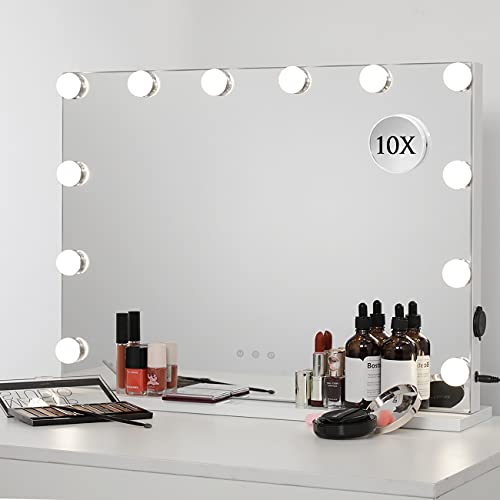 WAYKING, WAYKING Hollywood Lighted Makeup Cosmetic Vanity Mirror with 12 LED Lights, Touch Control Large Cosmetic Vanity Mirrors
