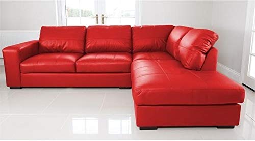 SOFASANDMORE, WESTPOINT - CORNER SOFA – FAUX LEATHER – RIGHT HAND SIDE (red)