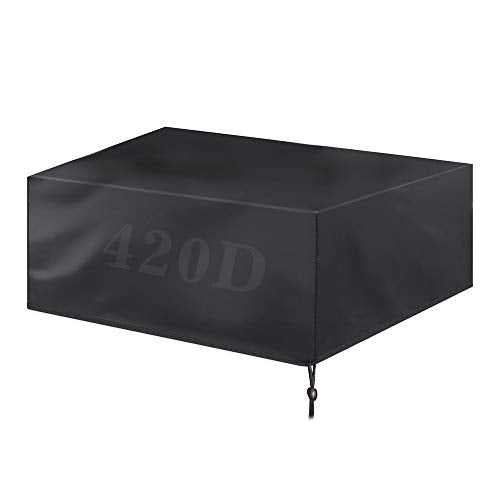 WFQ, WFQ Garden Furniture Covers Waterproof Outdoor Furniture Cover For Table Chairs Rattan Furniture Covers Large Rectangular Patio Cover 420D Oxford Black 242 X162 X100cm