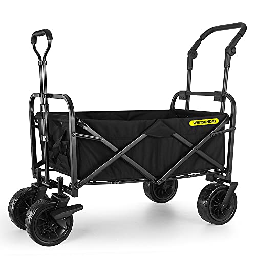 WHITSUNDAY, WHITSUNDAY Collapsible Folding Garden Outdoor Park Utility Wagon Picnic Camping Cart with Bearing and Brake 8" All Terrain Wheels