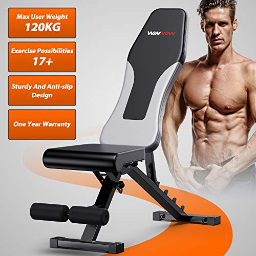 WINNOW, WINNOW Adjustable Weight Bench Foldable Home Exercise Gym Workout Bench Incline Decline Flat Bench Press for Full Body Workout