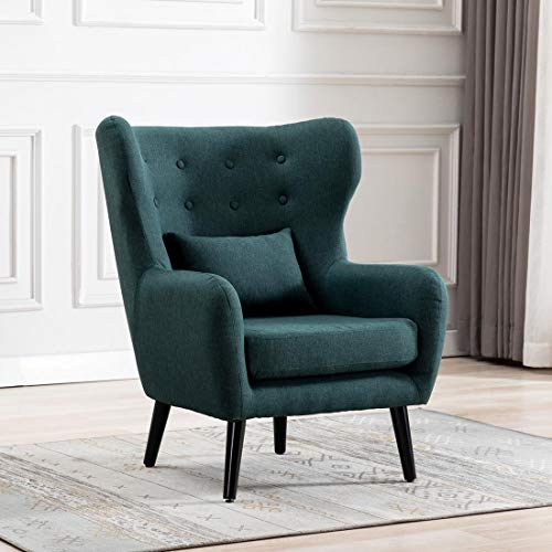 Cosy Chair, WINSLOW WING BACK OCCASIONAL BEDROOM LIVING ROOM BUTTON BACK LINEN FABRIC ACCENT CHAR ARMCHAIR