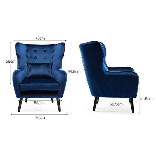 Cosy Chair, WINSLOW WING BACK OCCASIONAL BEDROOM LIVING ROOM BUTTON BACK VELVET FABRIC ACCENT CHAR ARMCHAIR