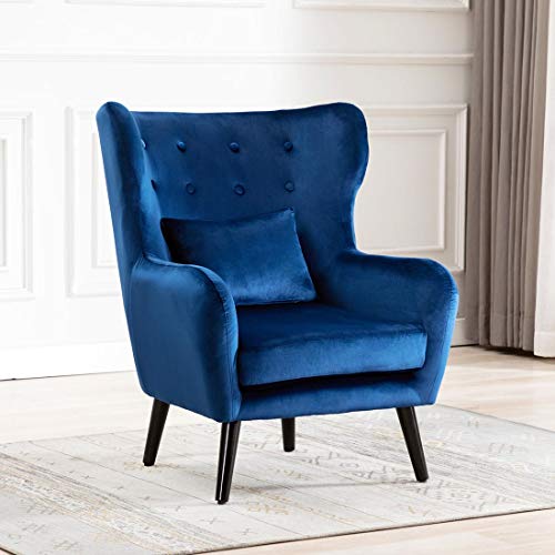 Cosy Chair, WINSLOW WING BACK OCCASIONAL BEDROOM LIVING ROOM BUTTON BACK VELVET FABRIC ACCENT CHAR ARMCHAIR