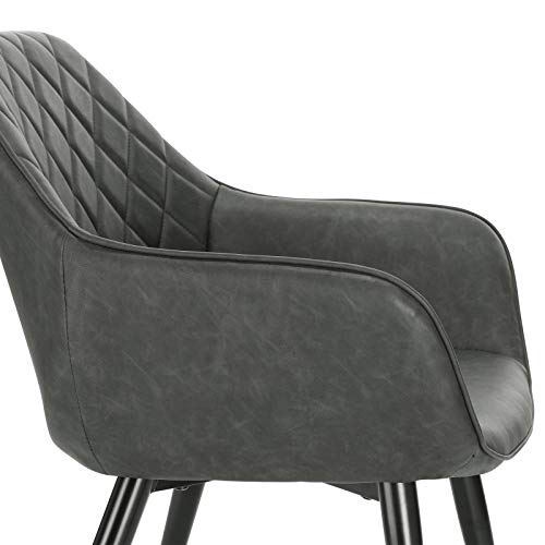 WOLTU, WOLTU 1 X Dining Chair Anthracite Kitchen Reception Chair Faux Leather with Padded Seat,Chair with Arms and Back for Counter Lounge Living Room,BH251an-1
