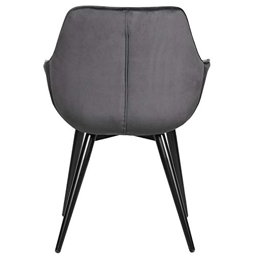 WOLTU, WOLTU 1 X Dining Chair Dark Grey Kitchen Reception Chair Velvet with Padded Seat,Chair with Arms and Back for Counter Lounge Living Room,BH153dgr-1