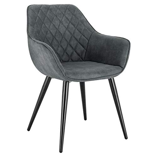 WOLTU, WOLTU 1 X Dining Chair Grey Kitchen Reception Chair Leathaire with Padded Seat,Chair with Arms and Back for Counter Lounge Living Room,BH231gr-1