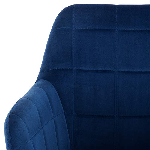 WOLTU, WOLTU 1 X Kitchen Dining chair Blue with arms and backrest,Living Room chair chair for bedroom Velvet,BH93bl-1