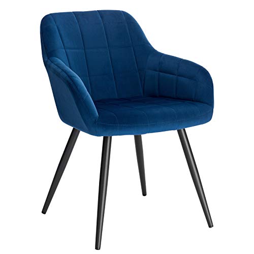 WOLTU, WOLTU 1 X Kitchen Dining chair Blue with arms and backrest,Living Room chair chair for bedroom Velvet,BH93bl-1
