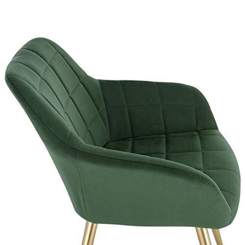 WOLTU, WOLTU 1 X Kitchen Dining chair Dark Green/Golden with arms and backrest,Living Room chair chair for bedroom Velvet,BH232dgn-1