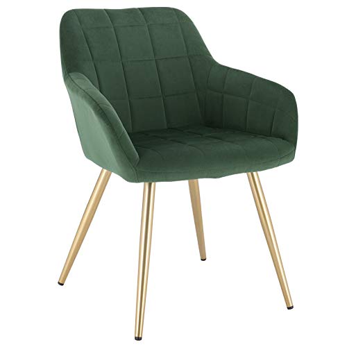 WOLTU, WOLTU 1 X Kitchen Dining chair Dark Green/Golden with arms and backrest,Living Room chair chair for bedroom Velvet,BH232dgn-1