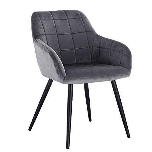 WOLTU, WOLTU 1 X Kitchen Dining chair Dark Grey with arms and backrest,Living Room chair chair for bedroom Velvet,BH93dgr-1