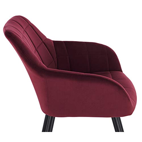 WOLTU, WOLTU 1 X Kitchen Dining chair Dark red with arms and backrest,Living Room chair chair for bedroom Velvet,BH93bd-1