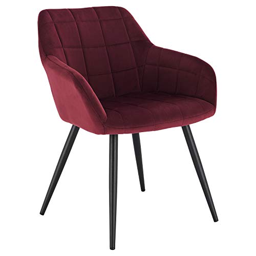 WOLTU, WOLTU 1 X Kitchen Dining chair Dark red with arms and backrest,Living Room chair chair for bedroom Velvet,BH93bd-1