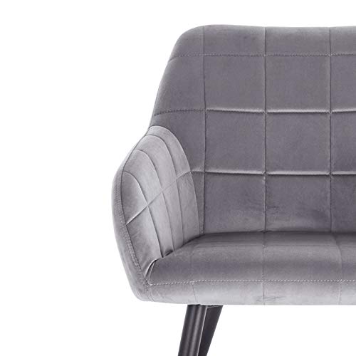WOLTU, WOLTU 1 X Kitchen Dining chair Grey with arms and backrest,Living Room chair chair for bedroom Velvet,BH93gr-1