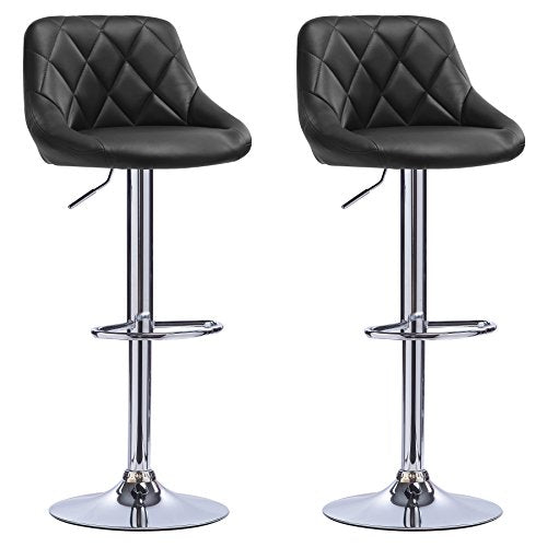 WOLTU, WOLTU Bar Stools Black Bar Chairs Breakfast Dining Stools for Kitchen Island Counter Bar Stools Set of 2 pcs Leatherette Exterior
