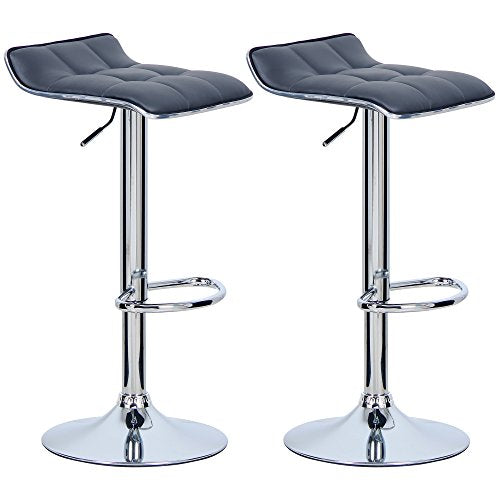 WOLTU, WOLTU Bar Stools Grey Bar Chairs Breakfast Dining Stools for Kitchen Island Counter Bar Stools Set of 2 pcs Leatherette Exterior/Adjustable