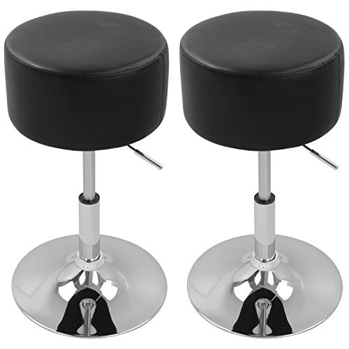 WOLTU, WOLTU Bar Stools Set of 2 Faux Leather Bar Stools Black Gas Lift Seat Adjustable 360° Swivel Kitchen Dining Stools Chairs