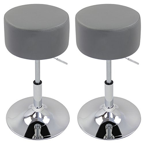 WOLTU, WOLTU Bar Stools Set of 2 Faux Leather Bar Stools Grey Gas Lift Seat Adjustable 360° Swivel Kitchen Dining Stools Chairs