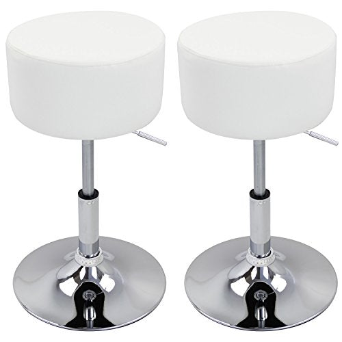 WOLTU, WOLTU Bar Stools Set of 2 Faux Leather Bar Stools White Gas Lift Seat Adjustable 360° Swivel Kitchen Dining Stools Chairs