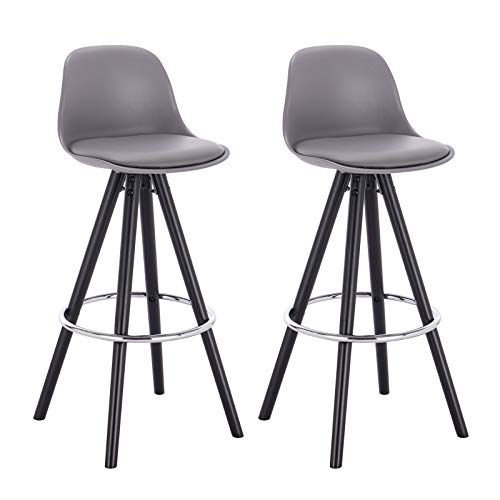 WOLTU, WOLTU Bar Stools Set of 2 pcs Barstools Grey Breakfast Kitchen Counter Bar Chairs Wood Leg in Black