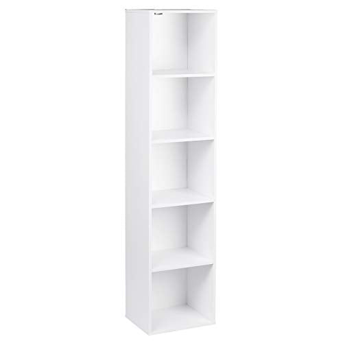 WOLTU, WOLTU Bookcase, White Book Shelf 5 Storage Cubes Unit, Tall Freestanding Bookcases for Living Room,Bedroom