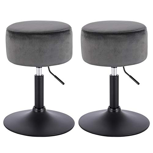 WOLTU, WOLTU Breakfast Kitchen Counter Bar Stools Chairs set of 2 Velvet Seat Adjustable Barstools Dark Grey Dressing Stools